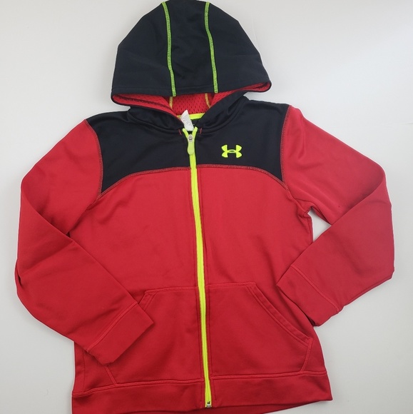 under armour red zip up hoodie